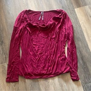Anthropologie Top Womens Size Medium Burgundy Red Drape Neck Pullover Shirt